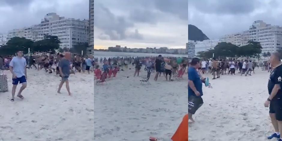 INCIDENTES Y DETENIDOS EN COPACABANA: LA BARRA DE FLUMINENSE AGREDIÓ A HINCHAS DE BOCA EN LA PLAYA