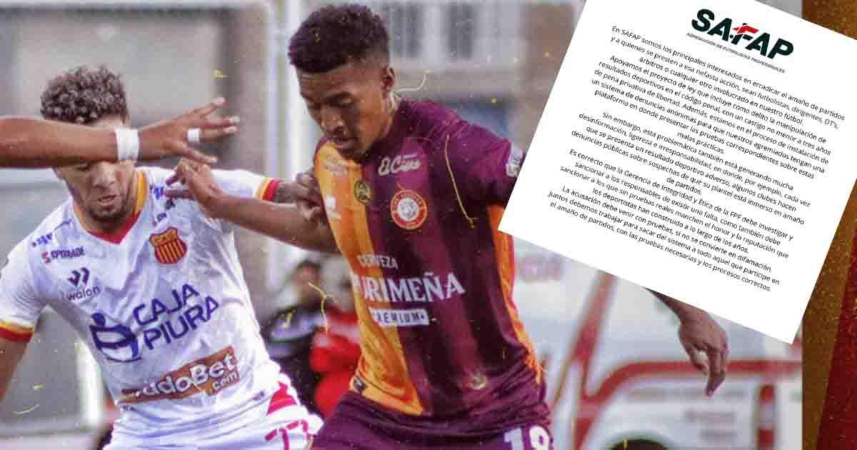 Safap y su posición sobre posibles amaños de partidos en el fútbol peruano