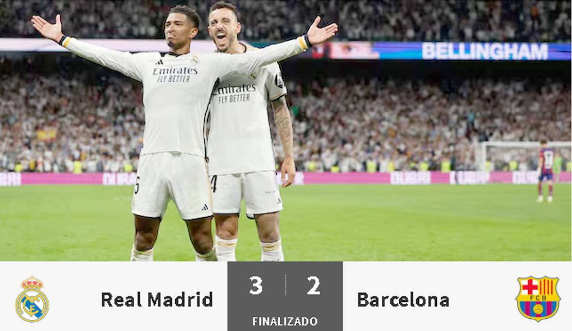Real Madrid ganó 3-2 a FC Barcelona por la liga española