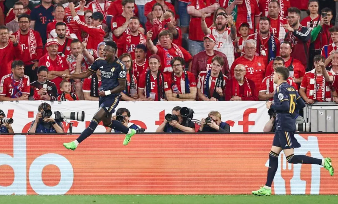 ¡Doblete de Vinícius! , puso el 2-2 del Real Madrid ante el Bayern en Alemania