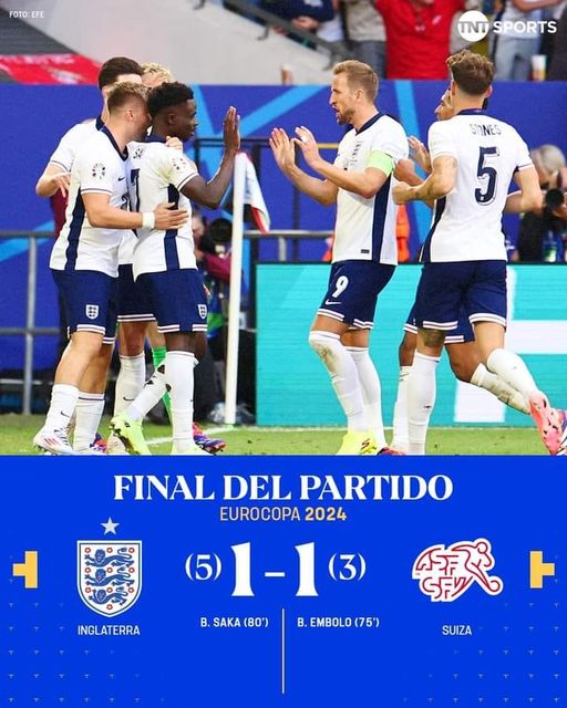 INGLATERRA GANO A SUIZA POR PENALES Y CLASIFICO A SEMIFINALES DE LA EUROCOPA