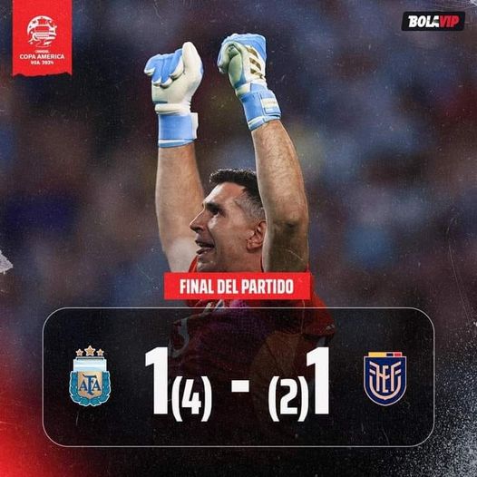 ARGENTINA EMPATO 1 -1 CON ECUADOR PERO CLASIFICO POR PENALES A LAS SEMIFINALES DE LA COPA AMERICA