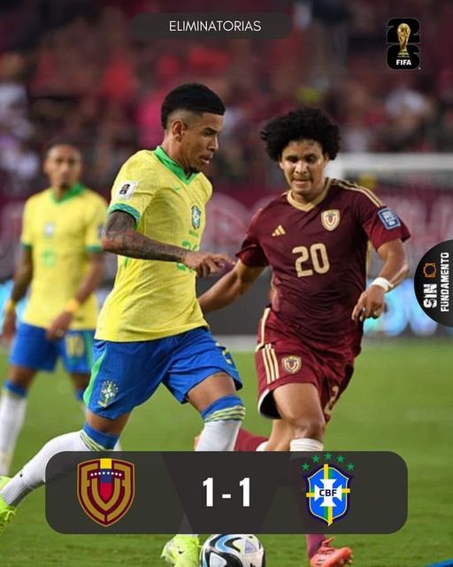 VENEZUELA LE SACO UN EMPATE A BRASIL