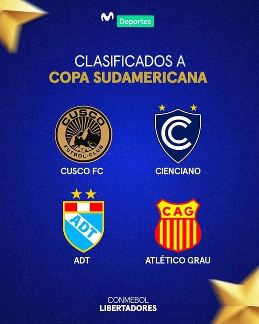ESTOS SON LOS EQUIPOS DE LA LIGA 1 QUE CLASIFICARÓN A LA COPA SUDAMERICANA